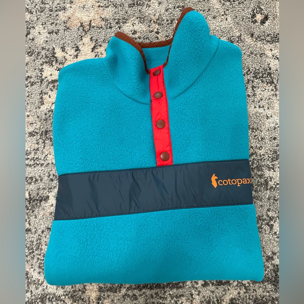 Men's Cotopaxi Turquoise Fleece with Red and Navy Accents XL